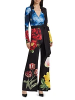 Melinda Floral Wide-Leg Wrap Jumpsuit