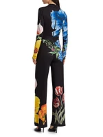 Melinda Floral Wide-Leg Wrap Jumpsuit