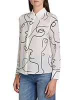 Brady Slim-Fit Button-Front Blouse