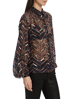 Roberta Chevron Chiffon Blouse