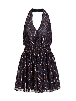 Blanch Chevron Halter Minidress