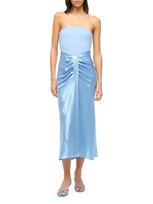 Wayfaring Mix Media Strapless Midi-Dress