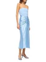 Wayfaring Mix Media Strapless Midi-Dress