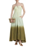 Arce Tori Ombré Cotton-Silk Maxi Dress