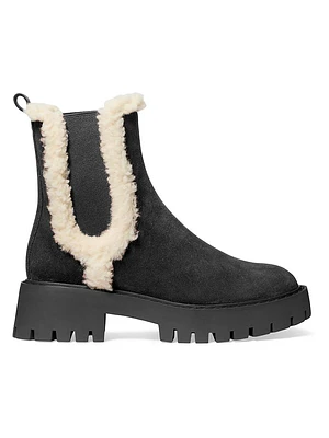 Asher Sherpa-Trimmed Suede Booties