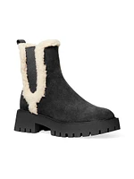Asher Sherpa-Trimmed Suede Booties