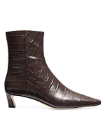 Cosmo 40MM Crocodile-Embossed Leather Booties