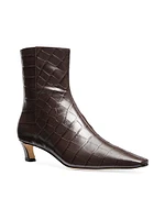 Cosmo 40MM Crocodile-Embossed Leather Booties