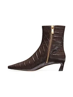 Cosmo 40MM Crocodile-Embossed Leather Booties