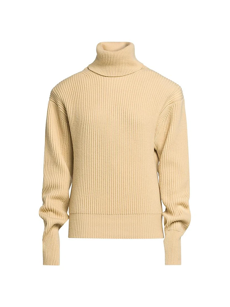 Cashmere-Wool Rib-Knit Sweater