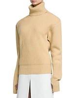 Cashmere-Wool Rib-Knit Sweater