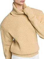 Cashmere-Wool Rib-Knit Sweater