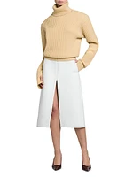 Cashmere-Wool Rib-Knit Sweater