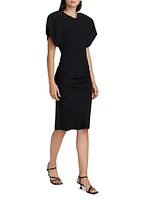 Draped Dolman-Sleeve Midi-Dress