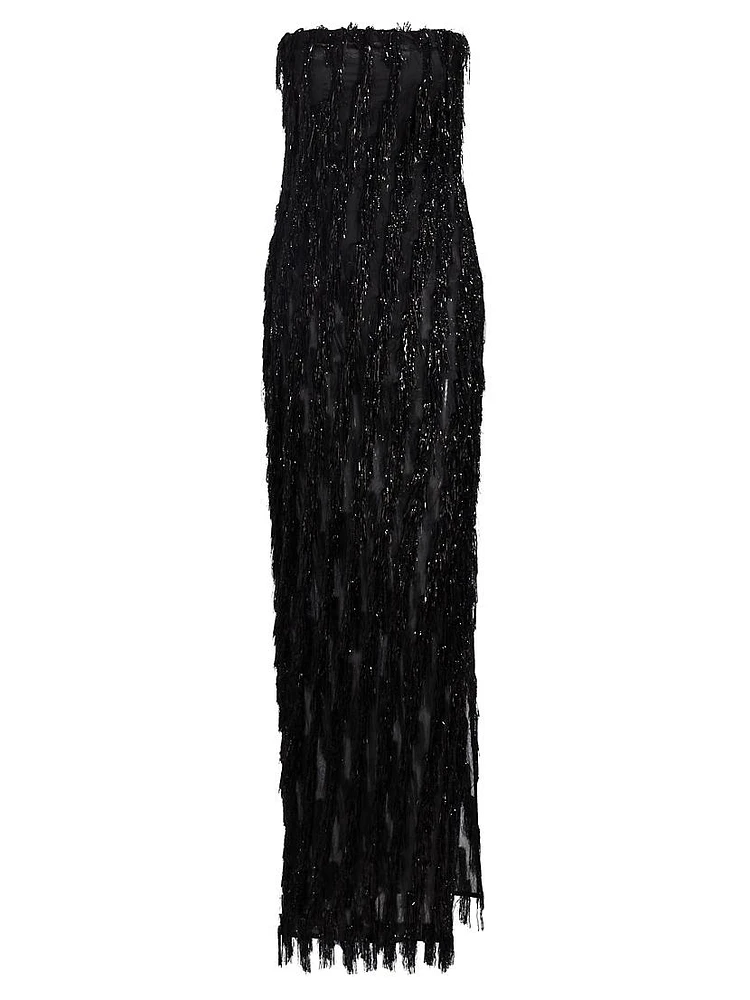 Tinsel Bustier Column Gown