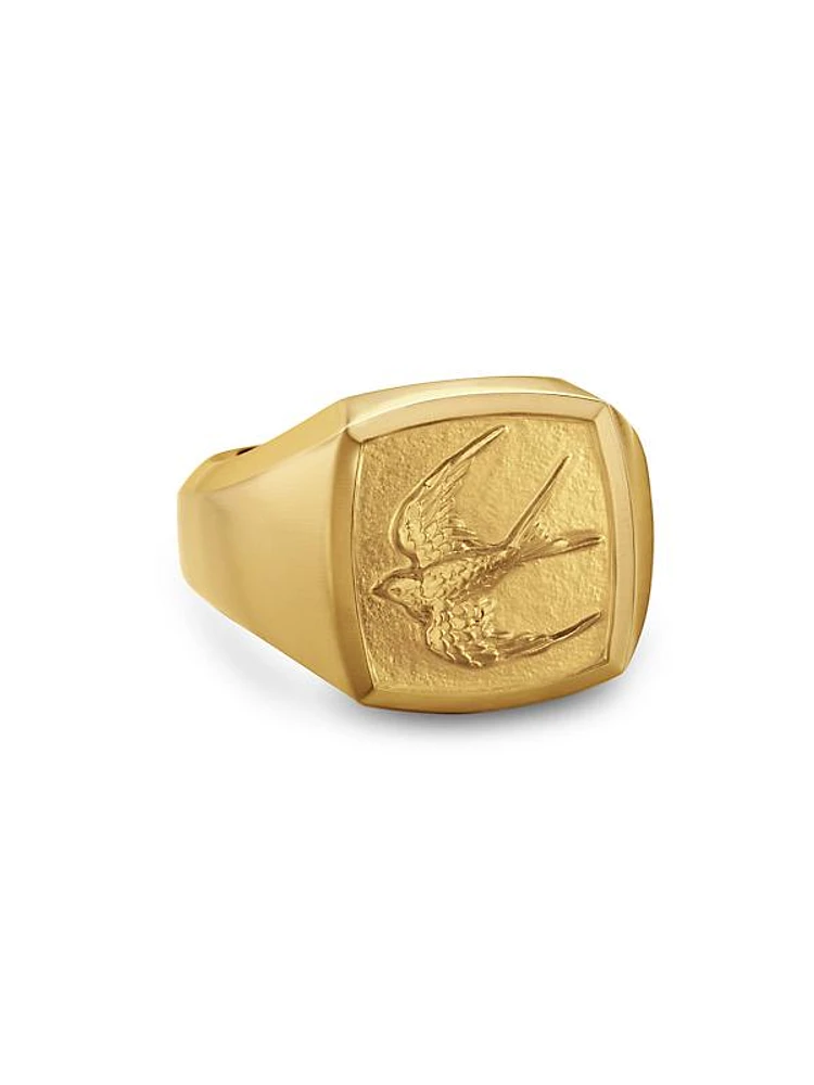 Waves Bird Pinky Ring in 18K Yellow Gold, 14MM