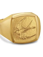 Waves Bird Pinky Ring in 18K Yellow Gold, 14MM