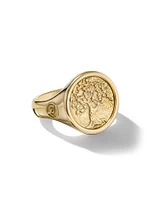 Life and Death Duality Signet Ring 18K Yellow Gold, 20MM