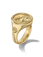 Life and Death Duality Signet Ring 18K Yellow Gold, 20MM