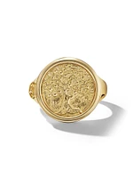 Life and Death Duality Signet Ring 18K Yellow Gold, 20MM