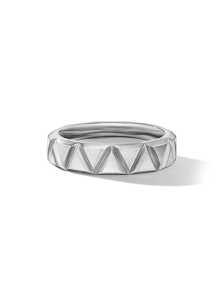 Faceted Triangle Band Ring Sterling Silver, 6MM