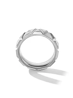 Faceted Triangle Band Ring Sterling Silver, 6MM