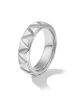 Faceted Triangle Band Ring Sterling Silver, 6MM