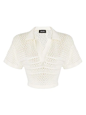 Nani Crochet Crop Polo T-Shirt