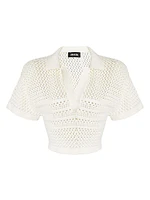 Nani Crochet Crop Polo T-Shirt