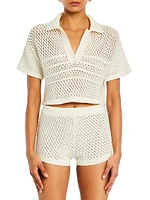 Nani Crochet Crop Polo T-Shirt