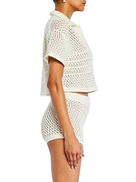 Nani Crochet Crop Polo T-Shirt