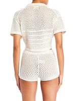 Nani Crochet Crop Polo T-Shirt