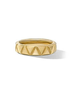 Faceted Triangle Band Ring 18K Yellow Gold, 6MM