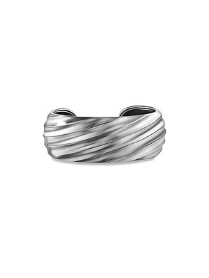 Cable Edge Cuff Bracelet Sterling Silver, 24MM