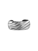 Cable Edge Cuff Bracelet Sterling Silver, 24MM