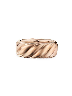 Sculpted Cable Contour Band Ring 18K Rose Gold, 9MM