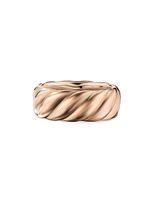 Sculpted Cable Contour Band Ring 18K Rose Gold, 9MM