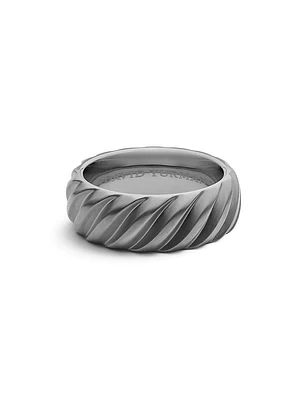 Modern Cable Band Ring Grey Titanium, 9MM