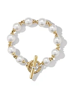 Pearl Chain Link Bracelet in 18K Yellow Gold