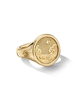 Water and Fire Duality Signet Ring 18K Yellow Gold, 20MM