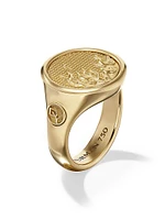 Water and Fire Duality Signet Ring 18K Yellow Gold, 20MM