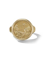 Water and Fire Duality Signet Ring 18K Yellow Gold, 20MM