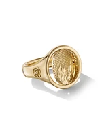 Water and Fire Duality Signet Ring 18K Yellow Gold, 20MM