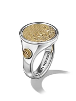 Water and Fire Duality Signet Ring Sterling Silver