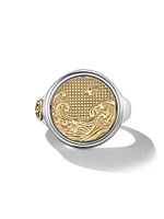 Water and Fire Duality Signet Ring Sterling Silver