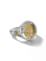 Water and Fire Duality Signet Ring Sterling Silver