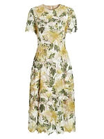 Chrysanthemum Floral Guipure Lace Cocktail Dress