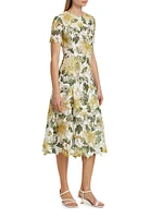 Chrysanthemum Floral Guipure Lace Cocktail Dress