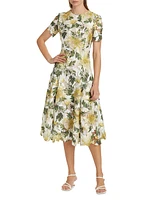 Chrysanthemum Floral Guipure Lace Cocktail Dress