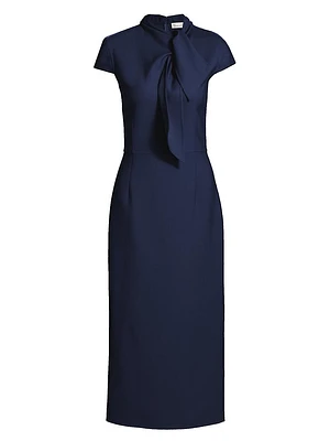 Wool-Blend Tieneck Cocktail Dress